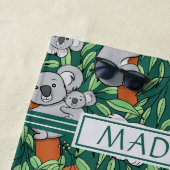 Cute Koala Pattern Personalized Hunter Green Strandlaken (In situ)
