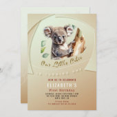 Cute Koala Première Invitation Anniversaire (Devant / Derrière)