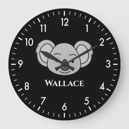 Cute Koala Specialized Custom Name Unique Boy Grote Klok (Voorkant)