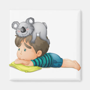 Cute koala speelt met een mooie jongen Australië Magneet