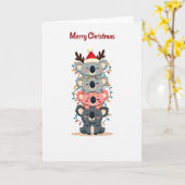 Cute Koala Stack lumières de Noël et carte Père No (Fleur jaune)
