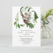 Cute Koala Tropical Greenery Baby shower Kaart (Staand voorkant)