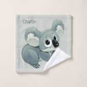 Cute Koalas nom personnalisé & ensemble de serviet (Gant de toilette)