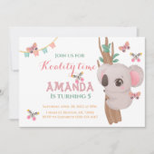 Cute koality time koala beer roze blauwgroen boomd kaart (Voorkant)