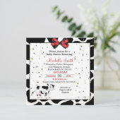 Cute Koe Afdrukken Rood zwarte babyschoeisel Invit Kaart (Staand voorkant)