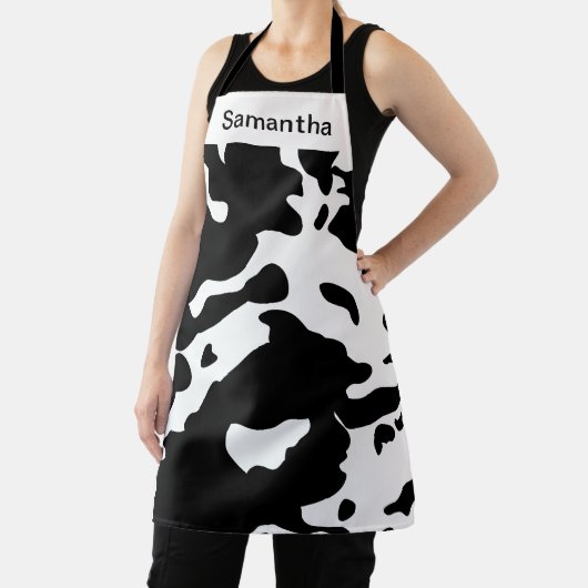 Cute Koe Afdrukken zwart en wit Aangepast profiel Schort (Insitu)