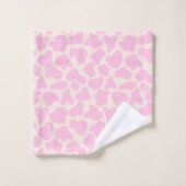 Cute Koe Animal Print Patroon Aesthetisch Roze Bad Handdoek (Wasdoekje)