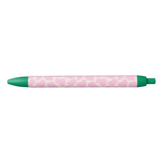 Cute Koe Animal Print Patroon Aesthetisch Roze Zwarte Inkt Pen (Voorkant)
