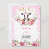 Cute Koe Birthday Invitation Kaart (Voorkant)