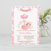 Cute Koe Cloud Balloons Baby shower Kaart (Staand voorkant)