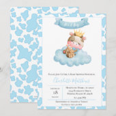Cute Koe Cloud Balloons Baby shower Kaart (Voorkant / Achterkant)