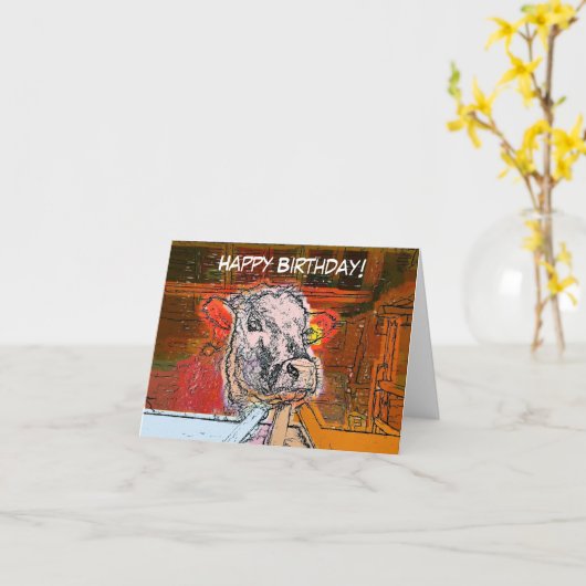 CUTE KOE KAART (Gele Bloem)