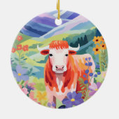 Cute Koe Keramisch Ornament (Achterkant)