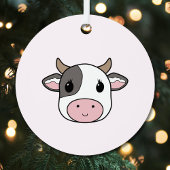 Cute Koe Merry kerstversiering Metalen Ornament