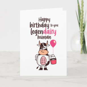 Cute Koe Milk Pun Legendairy Human Funny Birthday Kaart