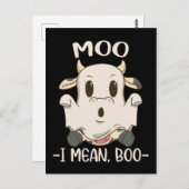 Cute Koe Moo Halloween Ghost Boo Briefkaart (Voorkant / Achterkant)