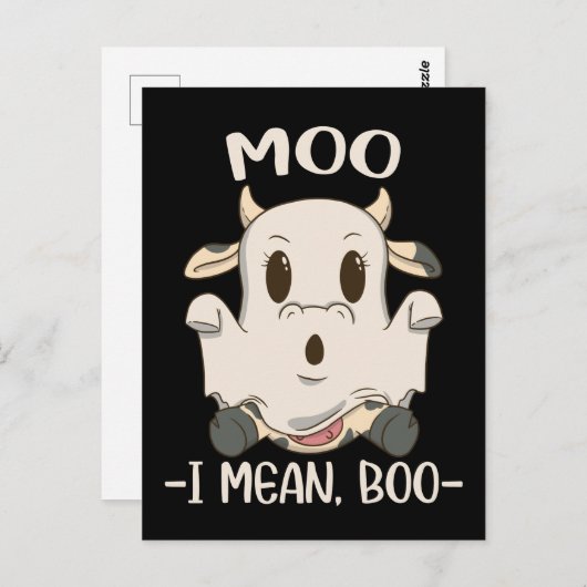 Cute Koe Moo Halloween Ghost Boo Briefkaart (Voorkant / Achterkant)