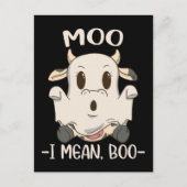 Cute Koe Moo Halloween Ghost Boo Briefkaart (Voorkant)
