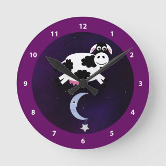 Cute Koe over de maan Ronde Klok