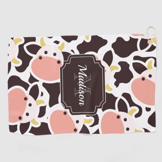 Cute Koe Pattern Golfhanddoek (Horizontaal)