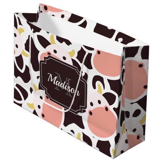 Cute Koe Pattern Groot Cadeauzakje (Voorkant Gekanteld)