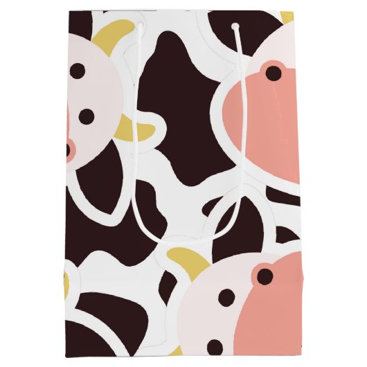 Cute Koe Pattern Medium Cadeauzakje (Achterkant)