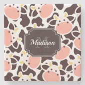 Cute Koe Pattern Stenen Onderzetter (Voorkant)