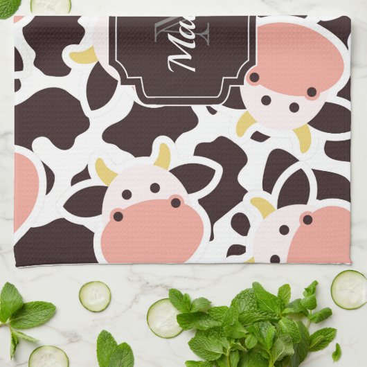 Cute Koe Pattern Theedoek (Gevouwen)