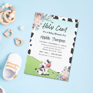 Cute Koe Print Floral Boerderij Baby shower Kaart