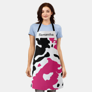 Cute Koe Print Girly roze Custom Apron Schort