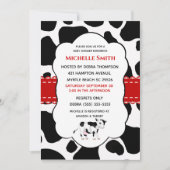 Cute Koe Print Red Black Uitnodiging (Voorkant)