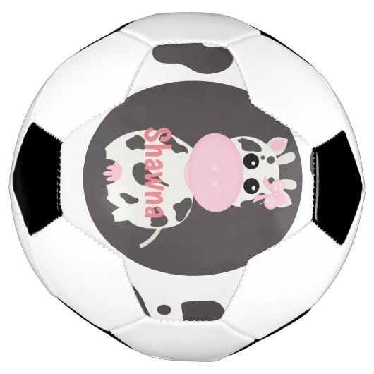 Cute Koe roze Pattern Monogram Name Voetbal (Gedraaid)
