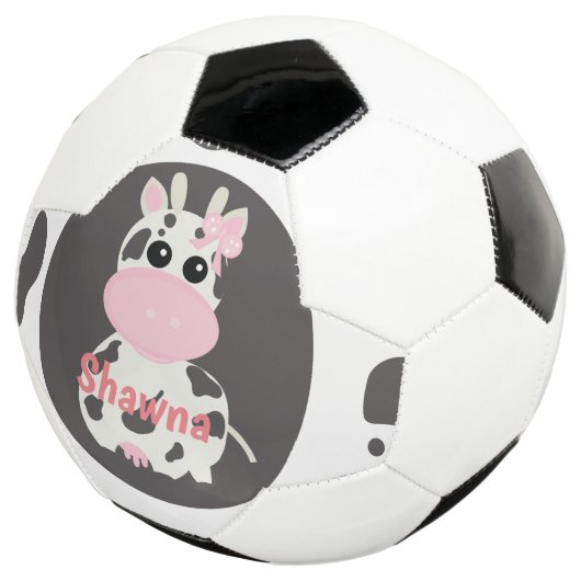 Cute Koe roze Pattern Monogram Name Voetbal (Drie kwart)