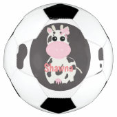 Cute Koe roze Pattern Monogram Name Voetbal (Voorkant)