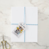 Cute Koe Zonbloemen Modern Dank Moo Birthday Cadeaulabel (Met Touw)