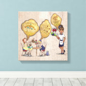 Cute koffiewinkel décor canvas afdruk (Insitu (Houten vloer))