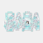 Cute Kokeshi Doll Cherry Blossom Turquoise Bedankdoosjes (Uitgevouwen)