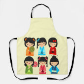 Cute Kokeshi Japanse poppen Schort (Voorkant)