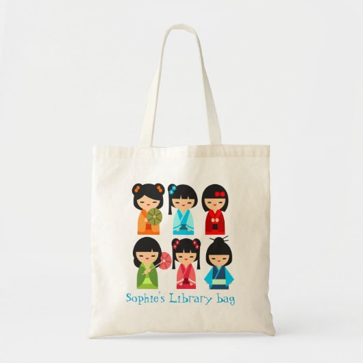 Cute Kokeshi Japanse poppen Tote Bag (Voorkant)