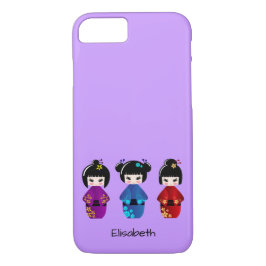 Cute kokeshi poppennaam cartoon 	iPhone 8/7 hoesje