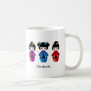 Cute kokeshi poppennaam cartoon koffiemok