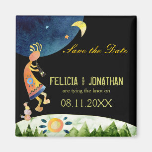 Cute Kokopelli Tribal Wedding Save the Date Magneet