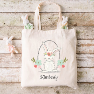 Cute Konijn Gepersonaliseerd Pasen Tote Bag