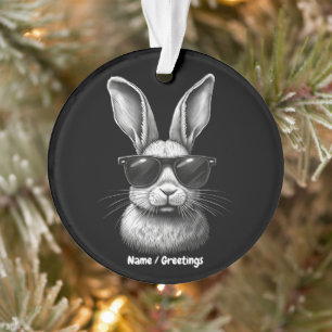 Cute Konijn Gezicht Met Zonnebril Voor Kinderen Ornament