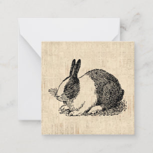 Cute Konijn Konijn Vintage Dieren Kunst Illustrati Notitiekaartje