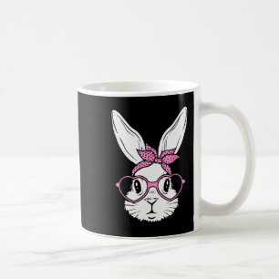 Cute konijn konijnengezicht met sjaal hart brilC Koffiemok