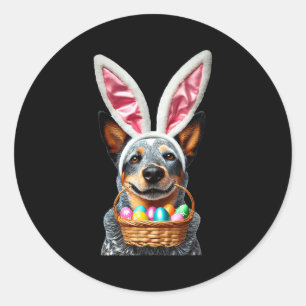 Cute konijn oor australian cattle dog paaseieren ronde sticker