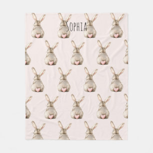 Cute Konijn Roze Hart Staart Baby Shower Fleece Deken