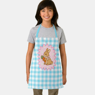 Cute Konijn Wortel & Madeliefje Gingham Schort