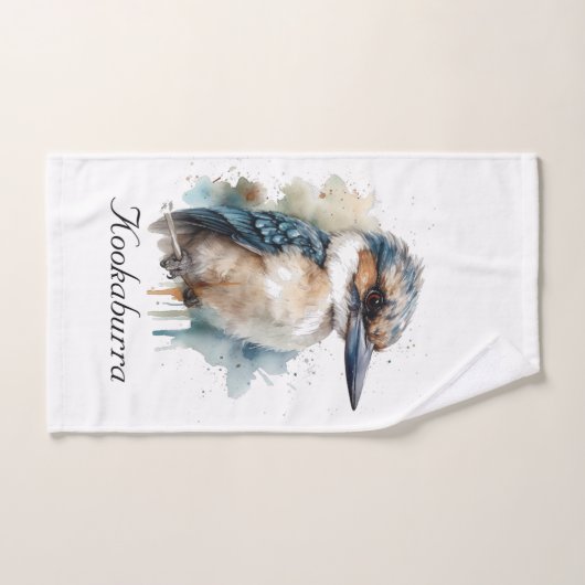 Cute Kookaburra sur une branche, personnalisé (Serviette à main)